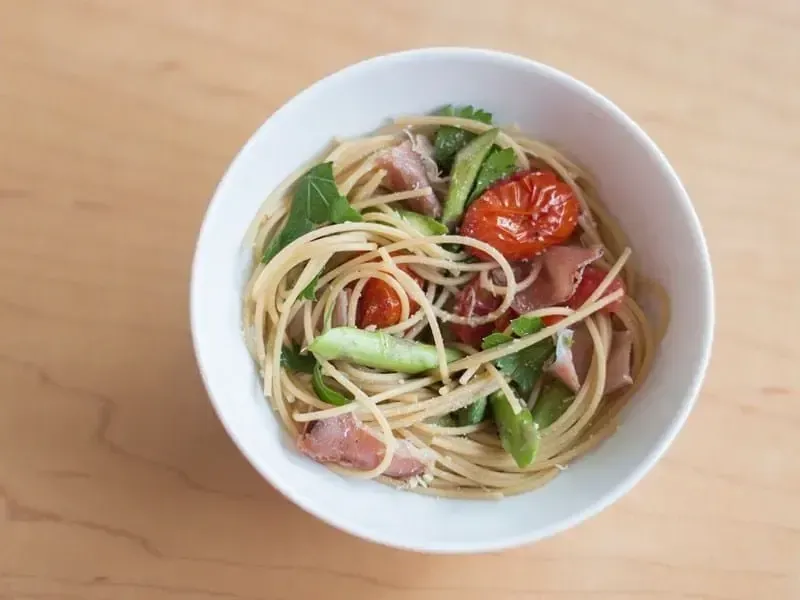 Barilla® Whole Grain Spaghetti with Crispy Pancetta and Asparagus Recipe | US_PROD-65beb156-7bd7-432f-8f2f-6cdb8706a8e4