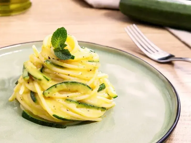 Barilla® Gluten Free Spaghetti Pasta with Zucchini Carbonara and Pecorino Cheese Recipe