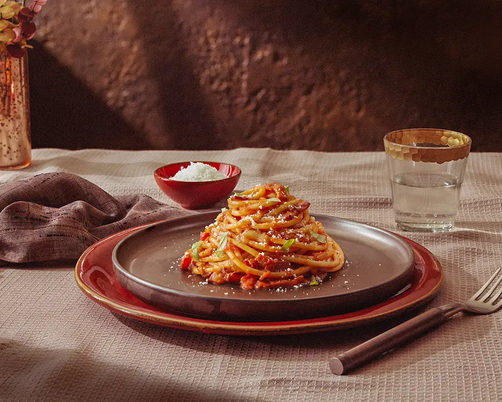 Barilla® Al Bronzo® Bucatini Pasta with Smoky Amatriciana Sauce Recipe | US_PROD-64rL0gytTiSm8XUpyavUQ