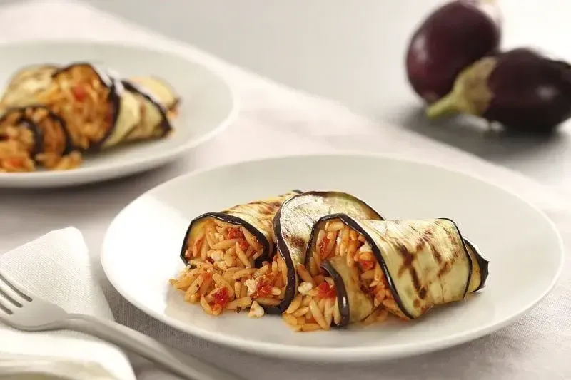Grilled Eggplant Stuffed with Barilla® Orzo Pasta, Feta Cheese and Romesco Sauce Recipe | US_PROD-3946892c-dbf9-46d7-9a16-687b76b20227