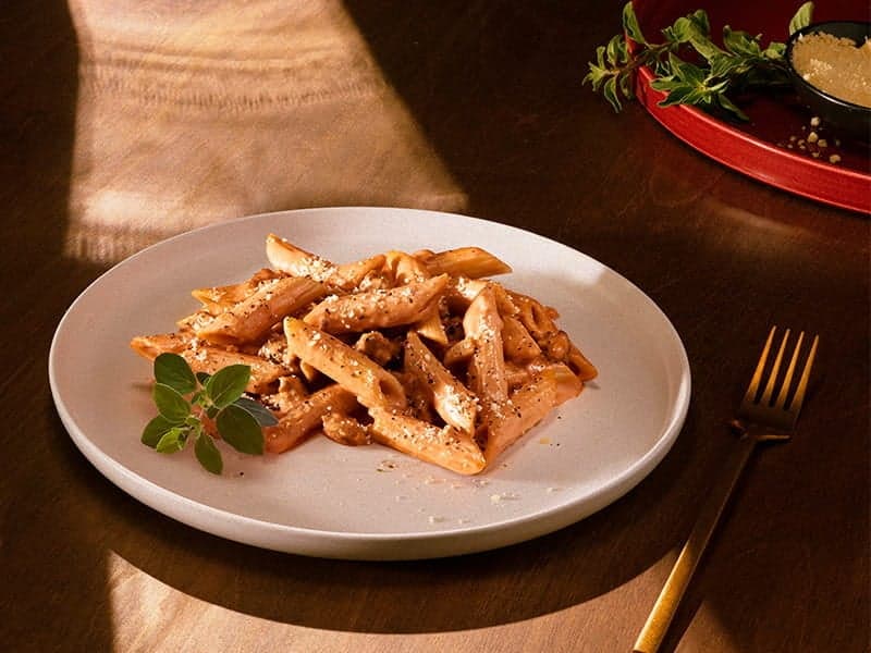 Al Bronzo® Penne Pasta with Creamy Brandy Sauce and Italian Sausage Recipe