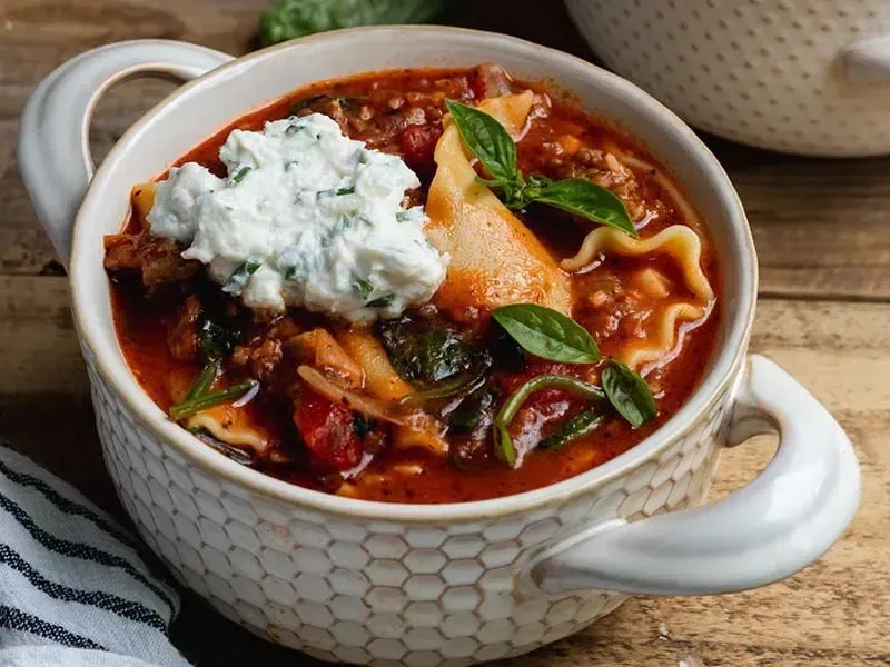 Barilla® One Pot Lasagna Soup with Crispy Italian Sausage and Herbed Ricotta Cheese Recipe | US_PROD-ebdf09fd-dda6-447a-ab00-418ba50527e1