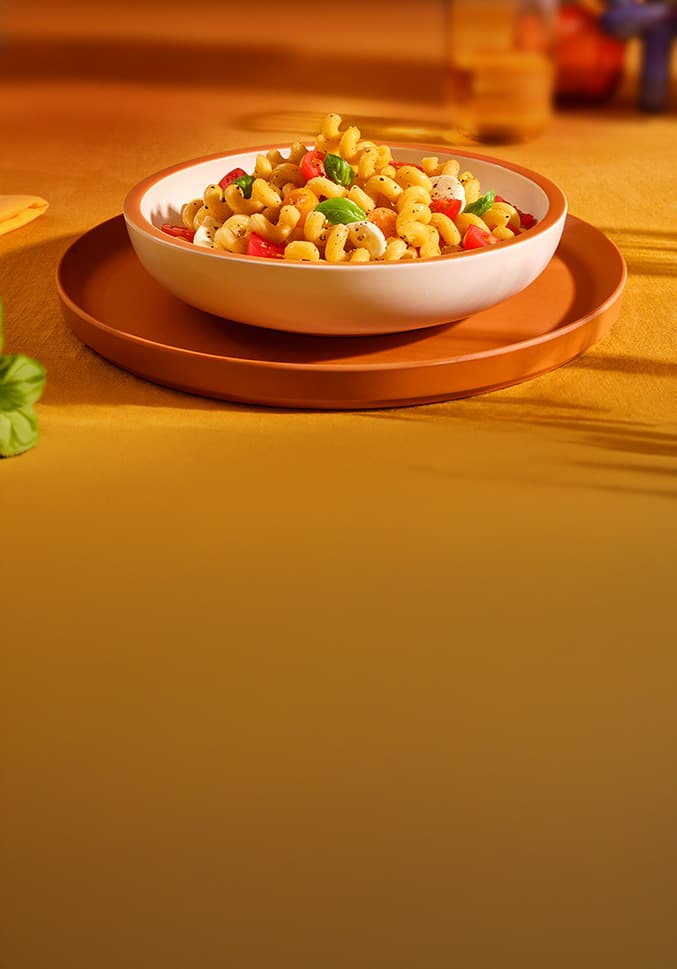 Barilla Cellentani Pasta Salad Recipe with Basil, Tomatoes, and Cheese