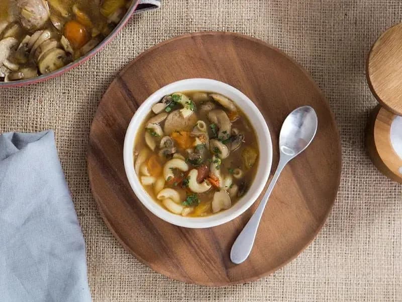 Mixed Mushroom and Italian Sausage Soup with Barilla® Gluten Free Elbow Macaroni Pasta Recipe | US_PROD-634e55c2-328f-42a1-8cc6-62ca9ba35bb2