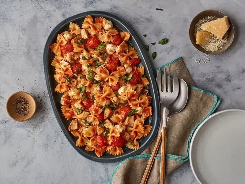 Chicken Caprese Pasta with Barilla® Farfalle and Tomato & Basil Sauce Recipe | US_PROD-38e845bc-d869-4b1e-8a7c-aac74730f5e5