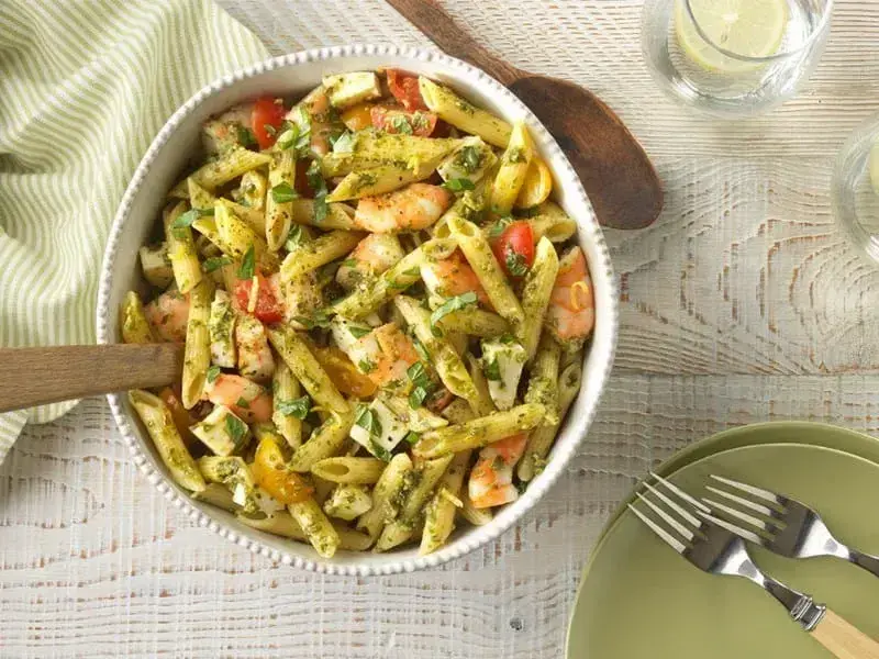 Pasta Salad with Barilla® Rustic Basil Pesto and Shrimp Recipe | US_PROD-1ad81a98-dbd0-417a-b4de-f4fc2f257ba2