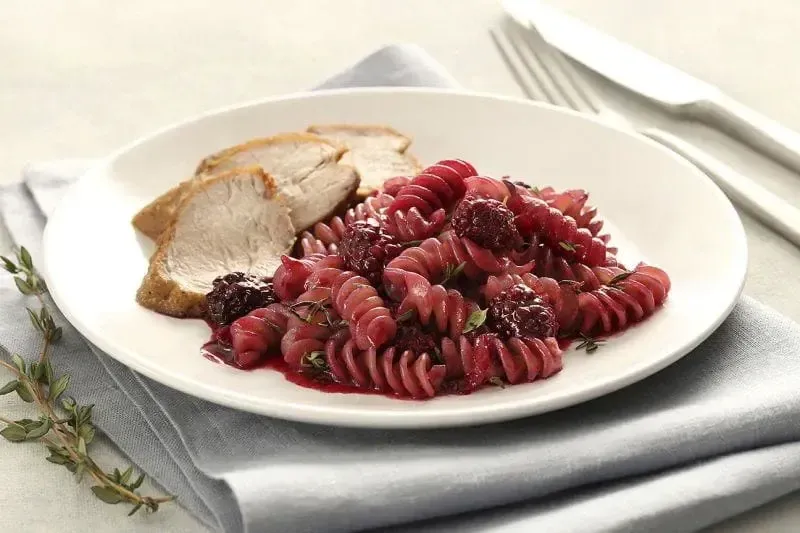 Barilla® Protein+® Rotini Pasta with Roasted Pork and Blackberry Recipe | US_PROD-8e5fb36b-66d7-46a4-9f5b-a4001a433d31