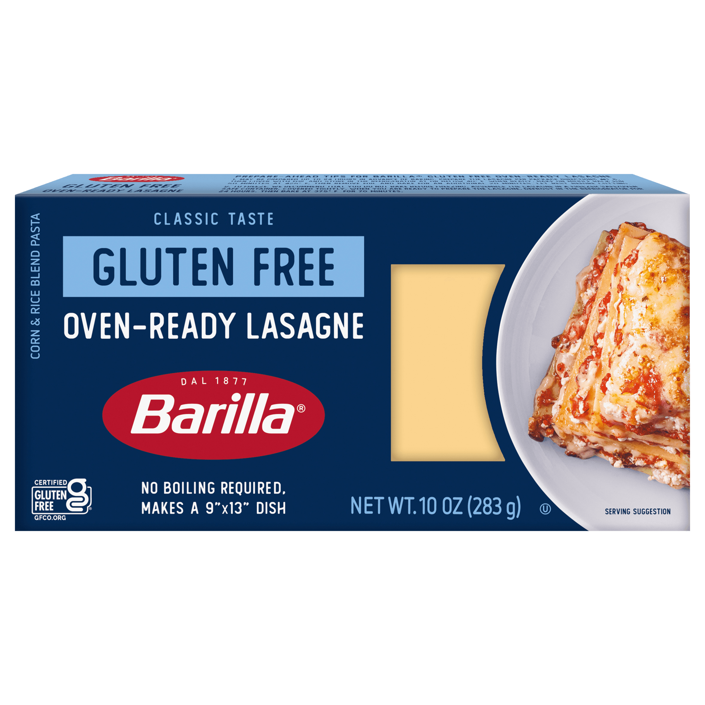 Barilla® Gluten Free Oven-Ready Lasagna Product Package | US_PROD-3Yn7Abmg1l8GjBMqdQzLaM