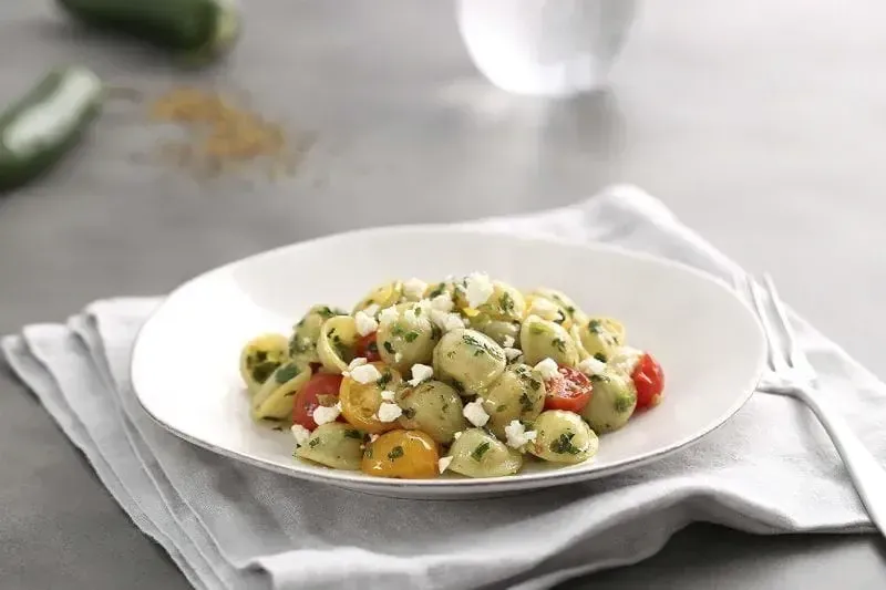 Barilla® Harissa Verde Orecchiette Pasta Salad with Red and Yellow Cherry Tomatoes Recipe | US_PROD-79c8c1cd-490e-4561-a840-43601322e7ac