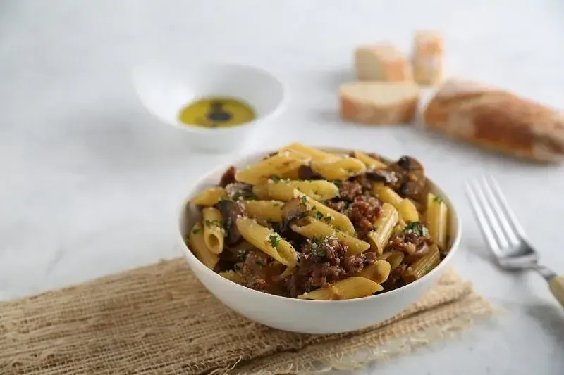 Barilla® Gluten Free Penne Pasta with Spicy Italian Sausage and Mushroom Ragout Recipe | US_PROD-9d75895c-788e-49fa-9ec4-7101ad14817d