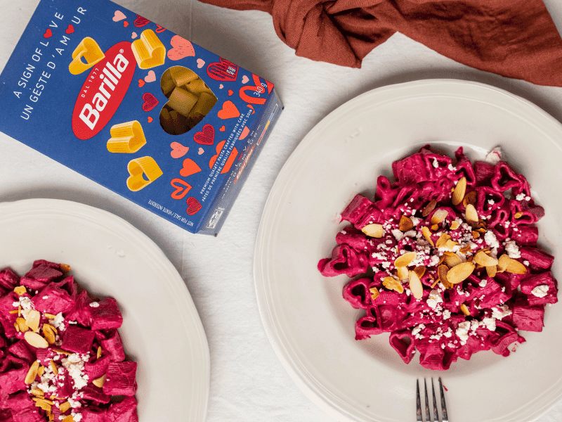 Pâtes d’amour Barilla en forme de cœur avec sauce rose crémeuse aux betteraves rôties | US_PROD-ac5438de-fa50-4ab7-b232-c41a3e709e3e