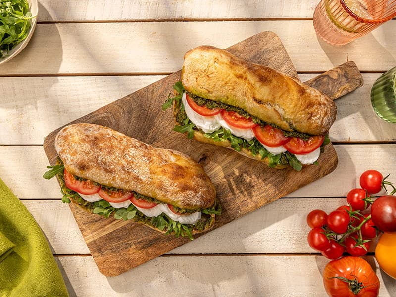 Barilla® Pesto Caprese Sandwich Recipe | US_PROD-4b557f71-41cf-4d59-a43e-cf37a4f2a652