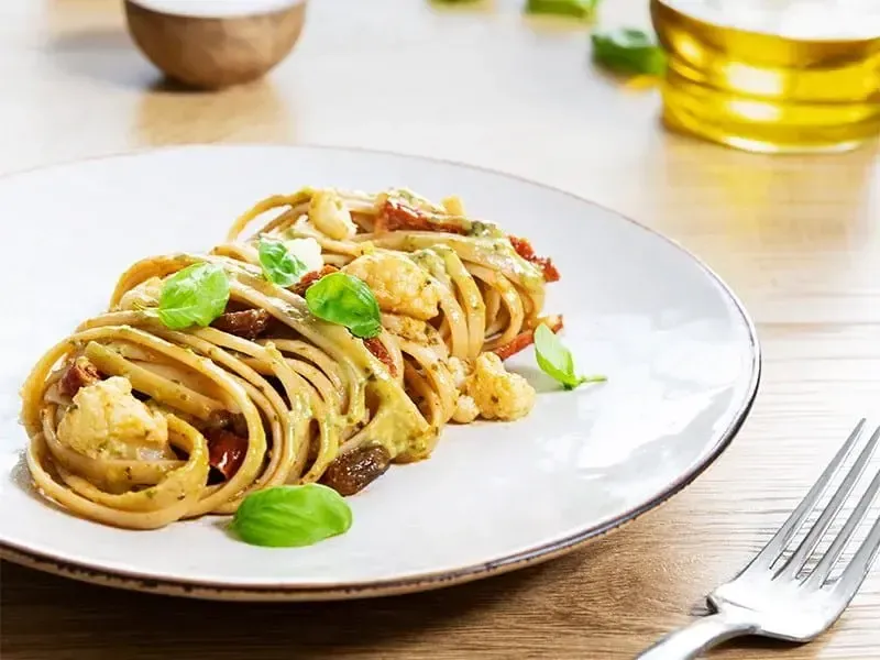 Linguine Pasta with Barilla® Creamy Genovese Pesto, Dried Tomatoes and Cauliflower Recipe | US_PROD-29f67ef1-97f9-4127-90af-6fb7a50498e1