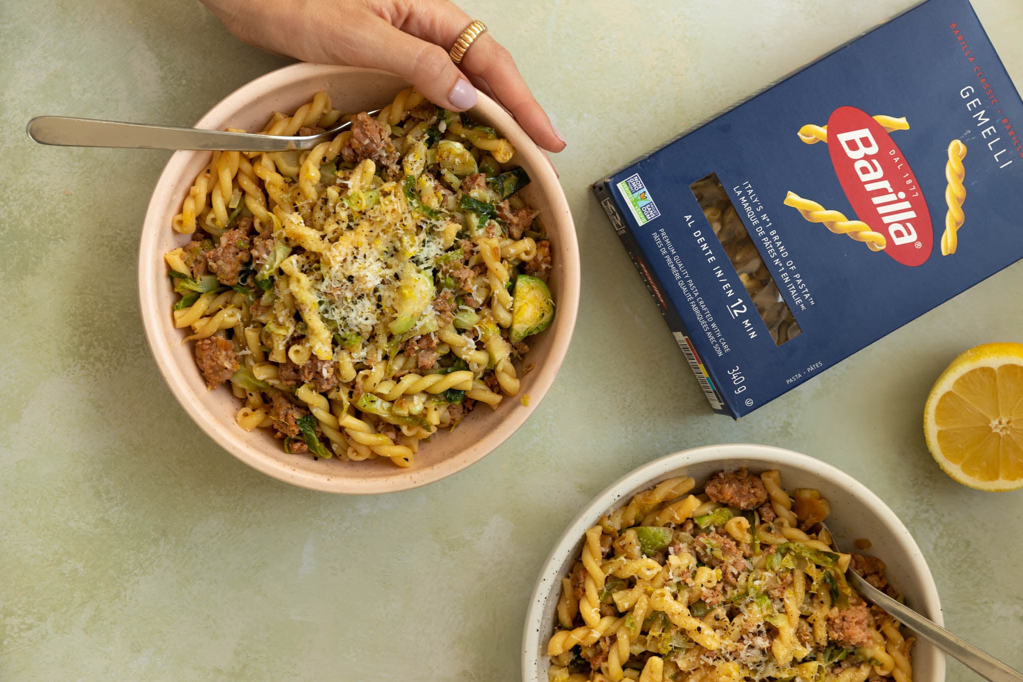 Barilla Gemelli Pasta with Sausage, Lemon, and Brussels Sprouts: en-ca | US_PROD-7x5o6EVmOQIot165mf1xvk