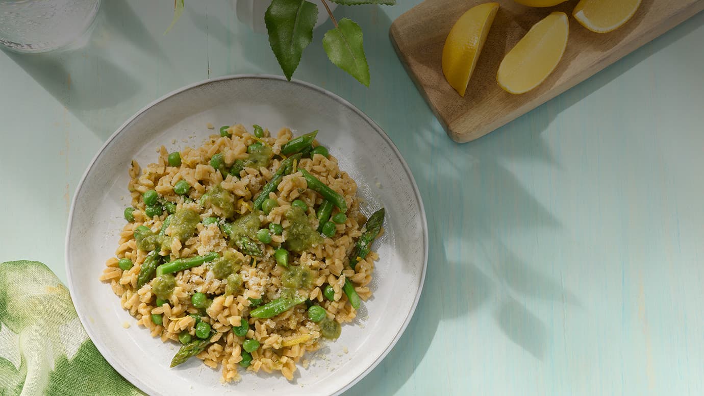 Barilla Chickpea Orzo Pasta with Asparagus and Peas | US_PROD-3iJW60nhJLWchz5rzMpMTm