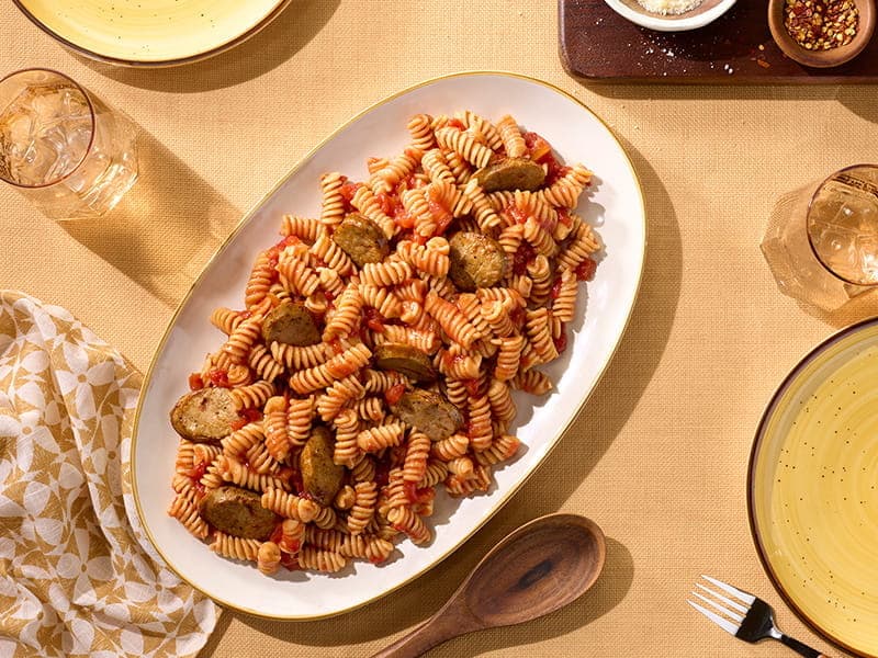 Barilla® Rotini Pasta with Spicy Chicken Sausage Recipe | US_PROD-a44ba193-40a7-42c4-b017-edb2f9c2d62b