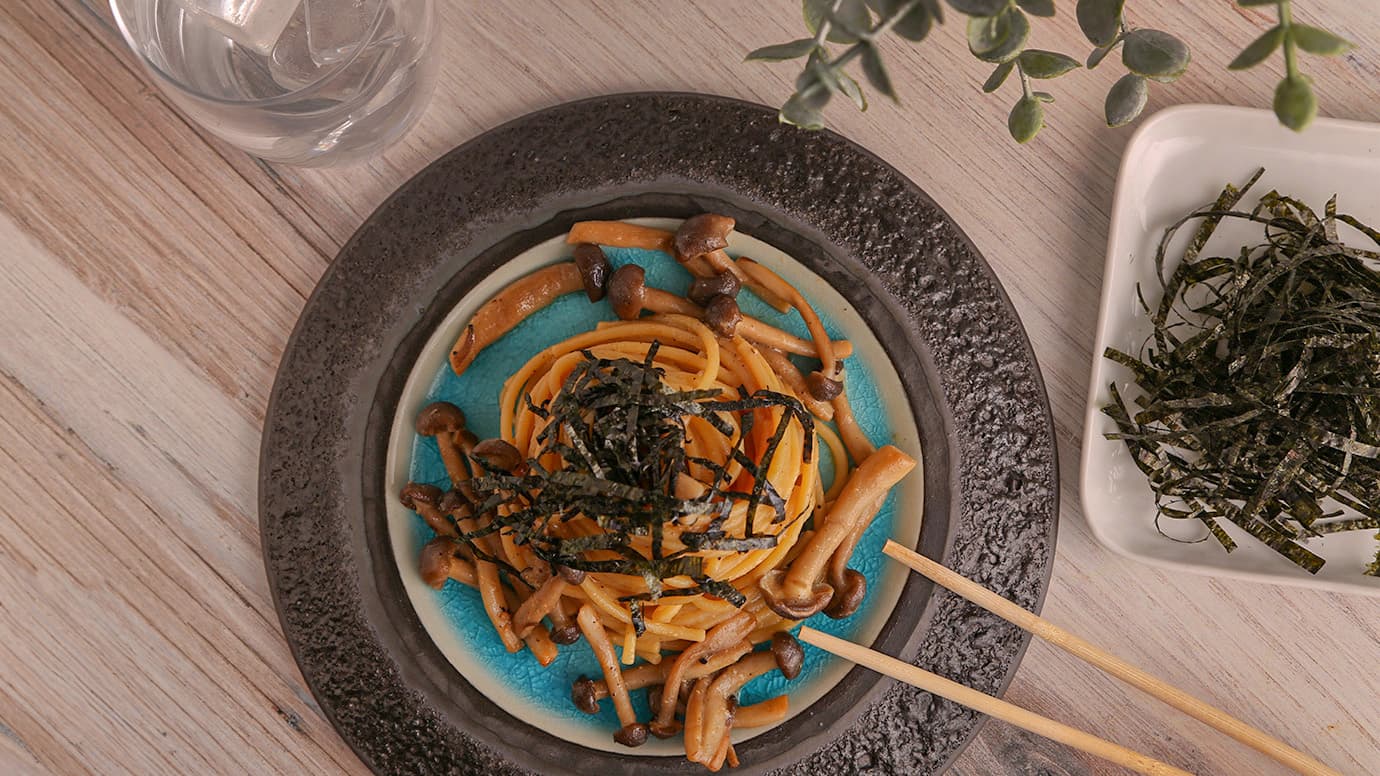 Barilla® Thick Spaghetti Pasta Miso, Mushrooms, and Nori Seaweed Recipe | US_PROD-3OmMpzwMQugQGNiMcTZVWh
