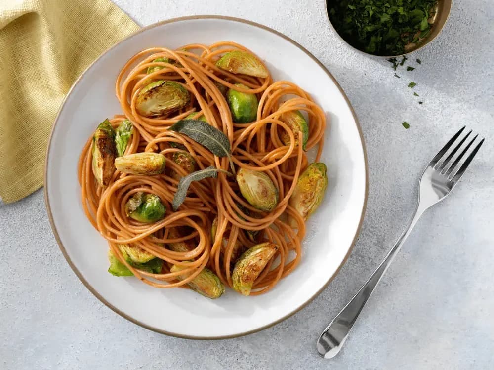 Barilla® Red Lentil Spaghetti with Brown Butter Brussels Sprouts, Sage and Romano Cheese Recipe | US_PROD-eaabd260-bf6e-4e8c-a882-35cbae9dac3f