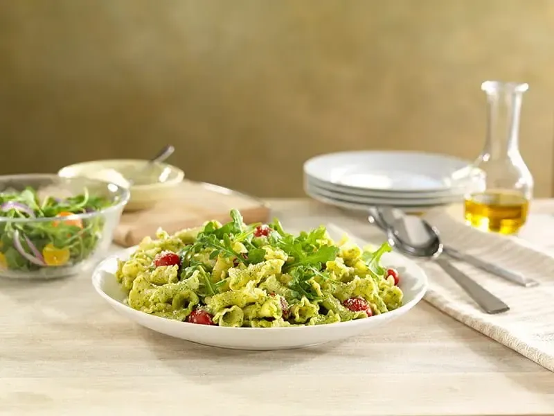 Barilla® Campanelle Pasta with a Creamy Arugula Sauce, Cherry Tomatoes and Parmigiano Cheese Recipe | US_PROD-b3a82e69-9e13-43f6-bf5d-e00b19cfa27d