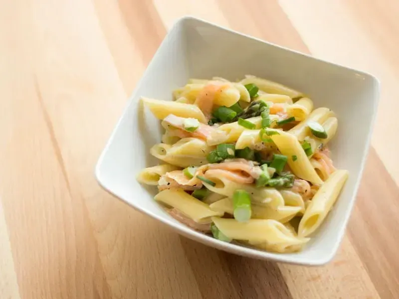 Barilla® Mostaccioli with Smoked Salmon, Asparagus and Chives Recipe | US_PROD-02e804a8-67b4-4f6d-9991-1521b8925a94