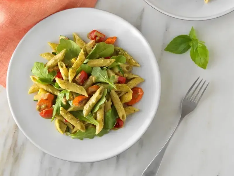 Penne Pasta with Barilla® Creamy Genovese Pesto and Roasted Vegetables Recipe | US_PROD-b6e32f72-1d7b-4587-8bac-99fd591987ef